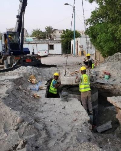 مشروع إعادة تأهيل شبكة الصرف الصحي لمبنى الطوارئ والغسيل الكلوي